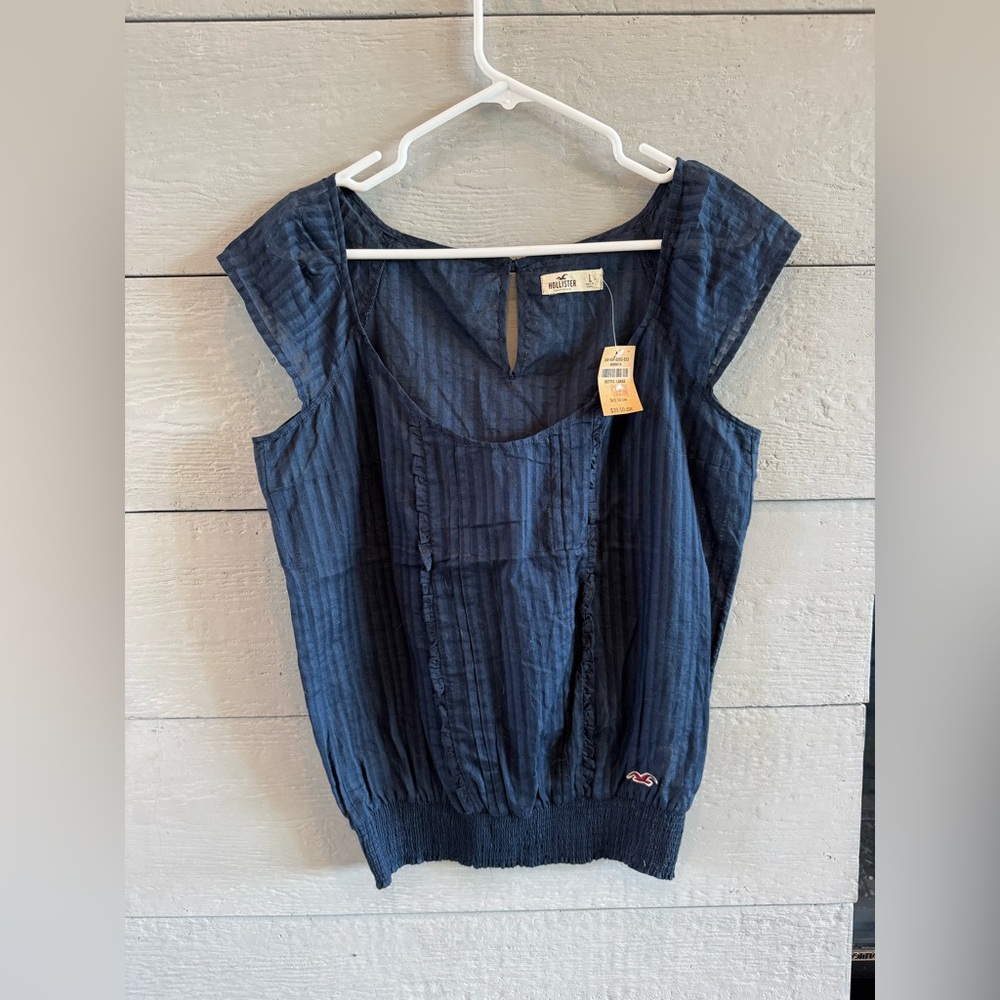 Hollister Blue Cap Sleeve Blouse